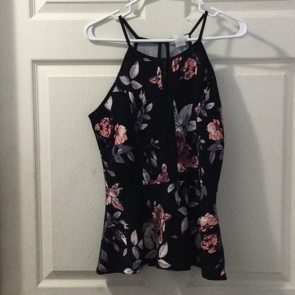 Touch blue sleeveless fitted blouse